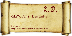 Kádár Darinka névjegykártya
